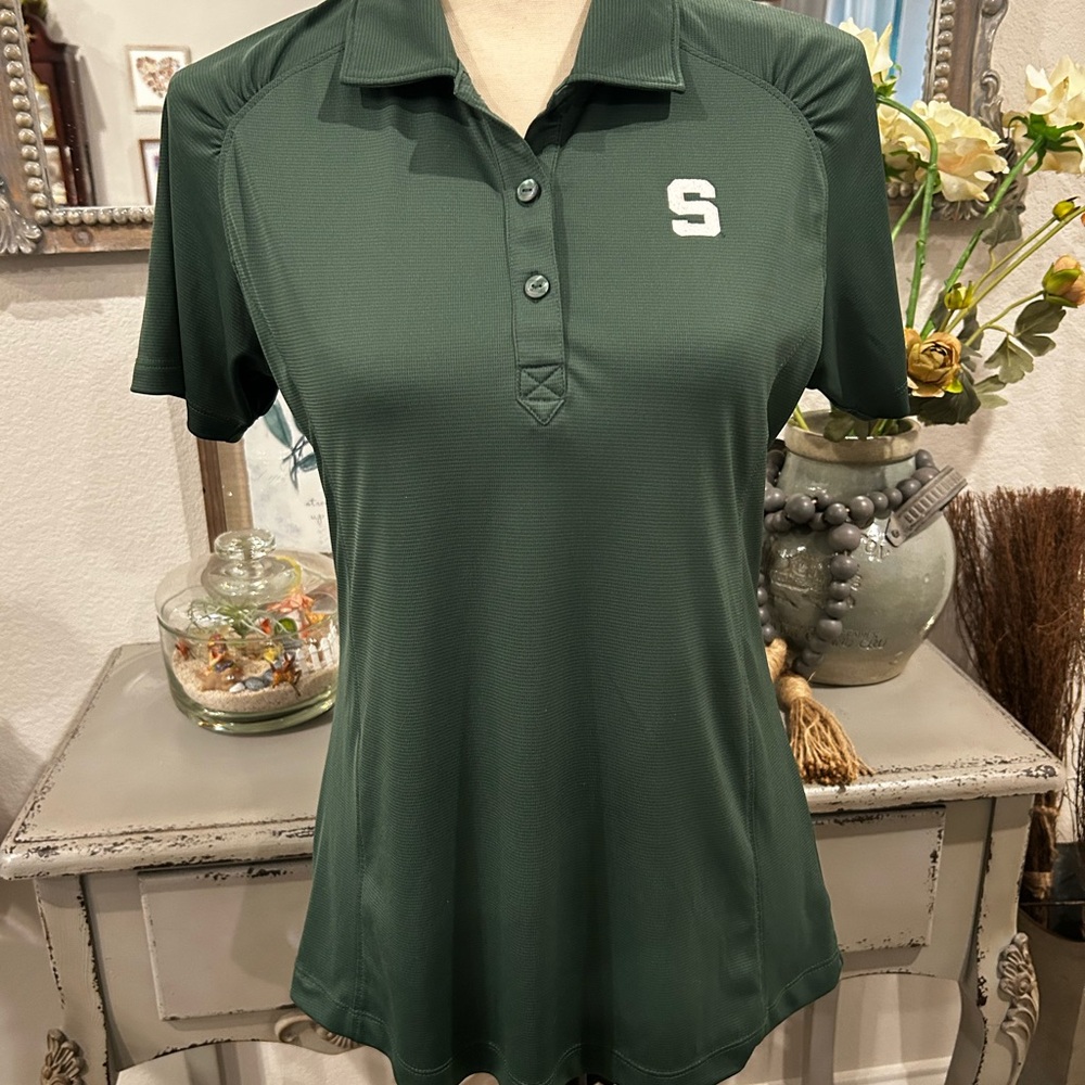 Michigan State University MSU Fitted Button Down Polo Shirt